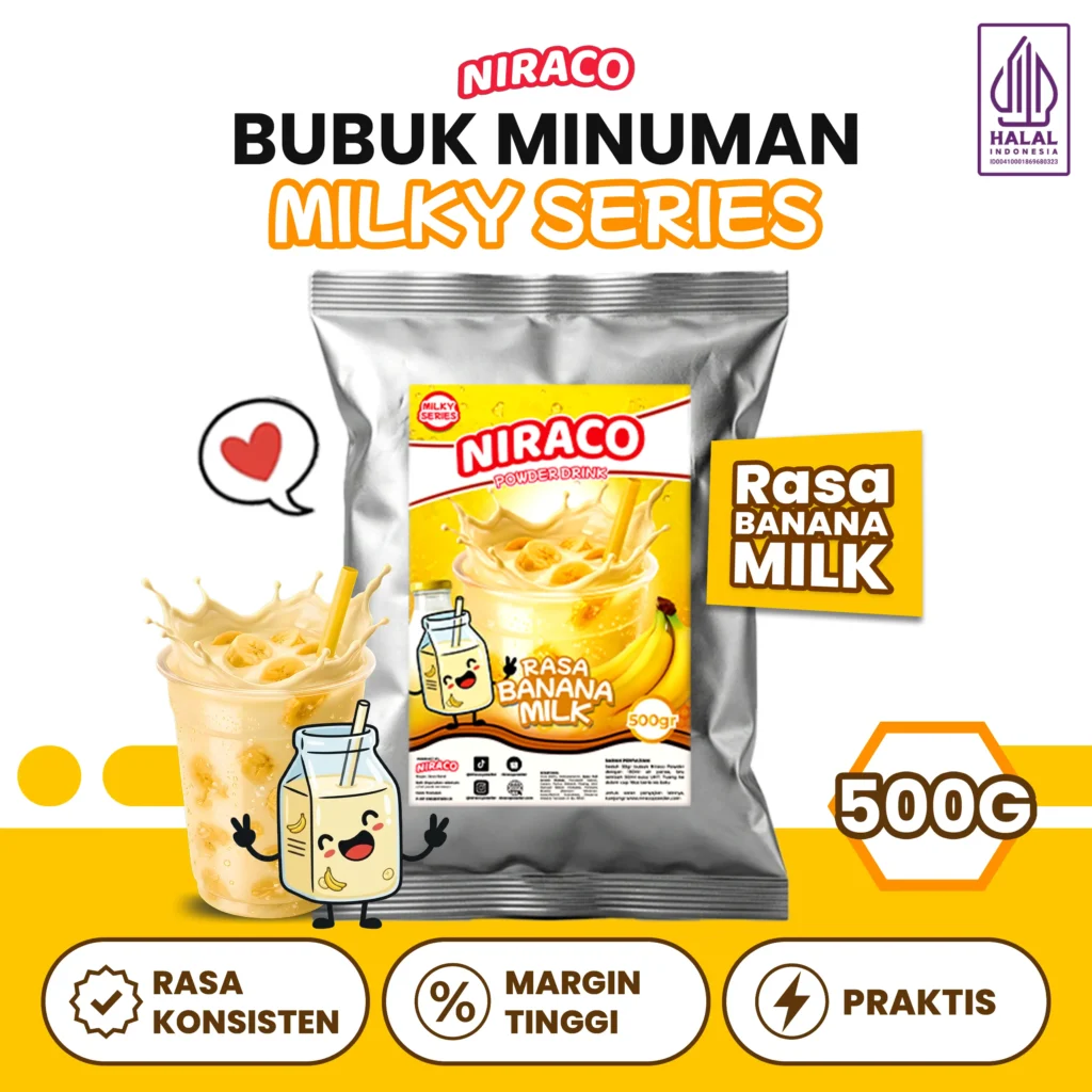 Niraco Milk Banana Powder 500gr – Bubuk Minuman Susu Pisang Korea Creamy Viral