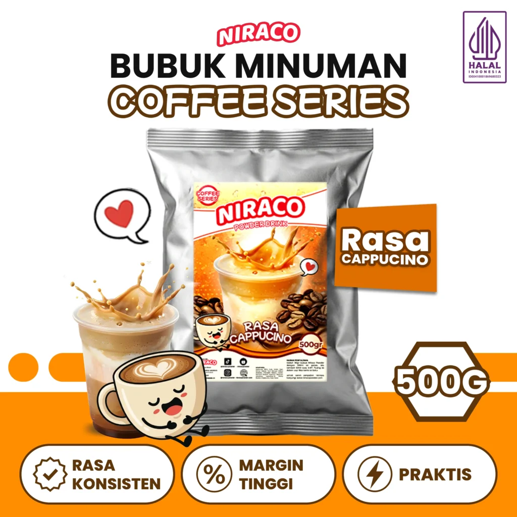 Niraco Cappuccino Powder 500gr – Bubuk Minuman Kopi Cappuccino Creamy Premium