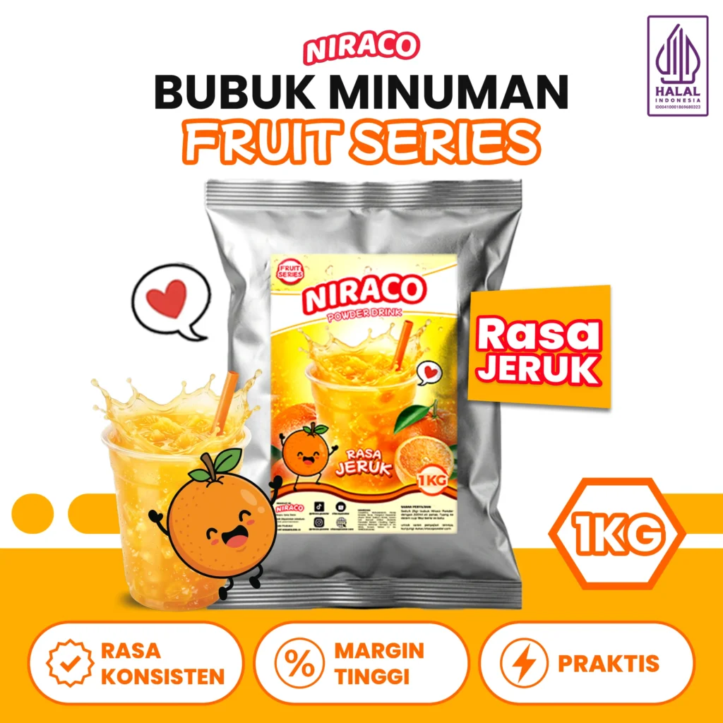 Niraco Orange Powder 1kg – Bubuk Minuman Jeruk Segar Premium Es Jeruk Kekinian