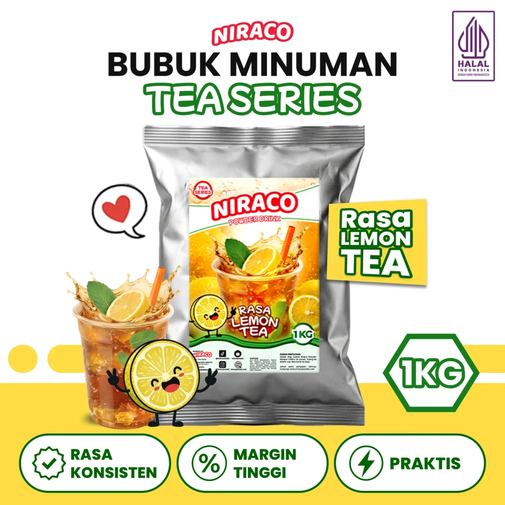 Niraco Lemon Tea Powder 1kg – Bubuk Minuman Teh Lemon Segar Premium Es Teh Cafe