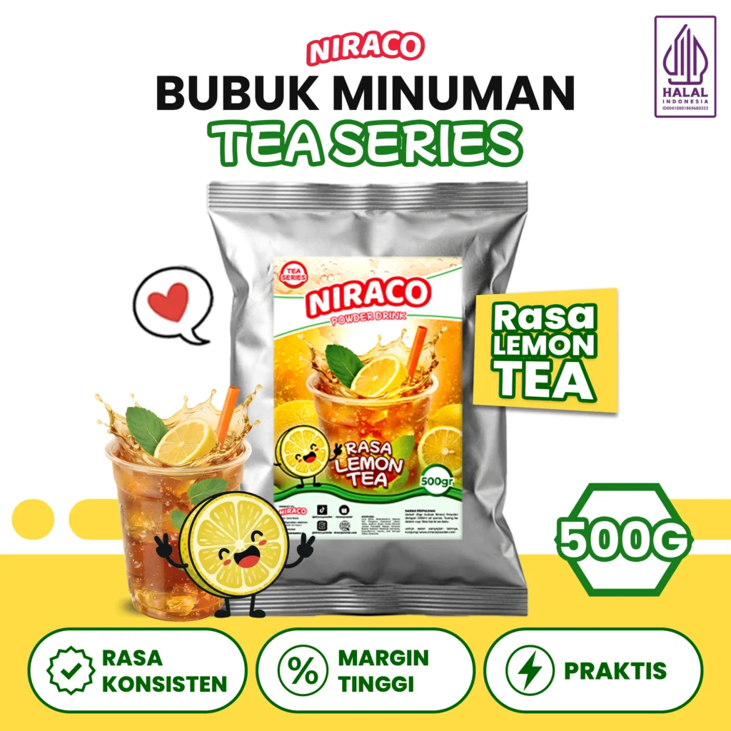 Niraco Lemon Tea Powder 500gr – Bubuk Minuman Teh Lemon Segar Premium Es Teh Cafe