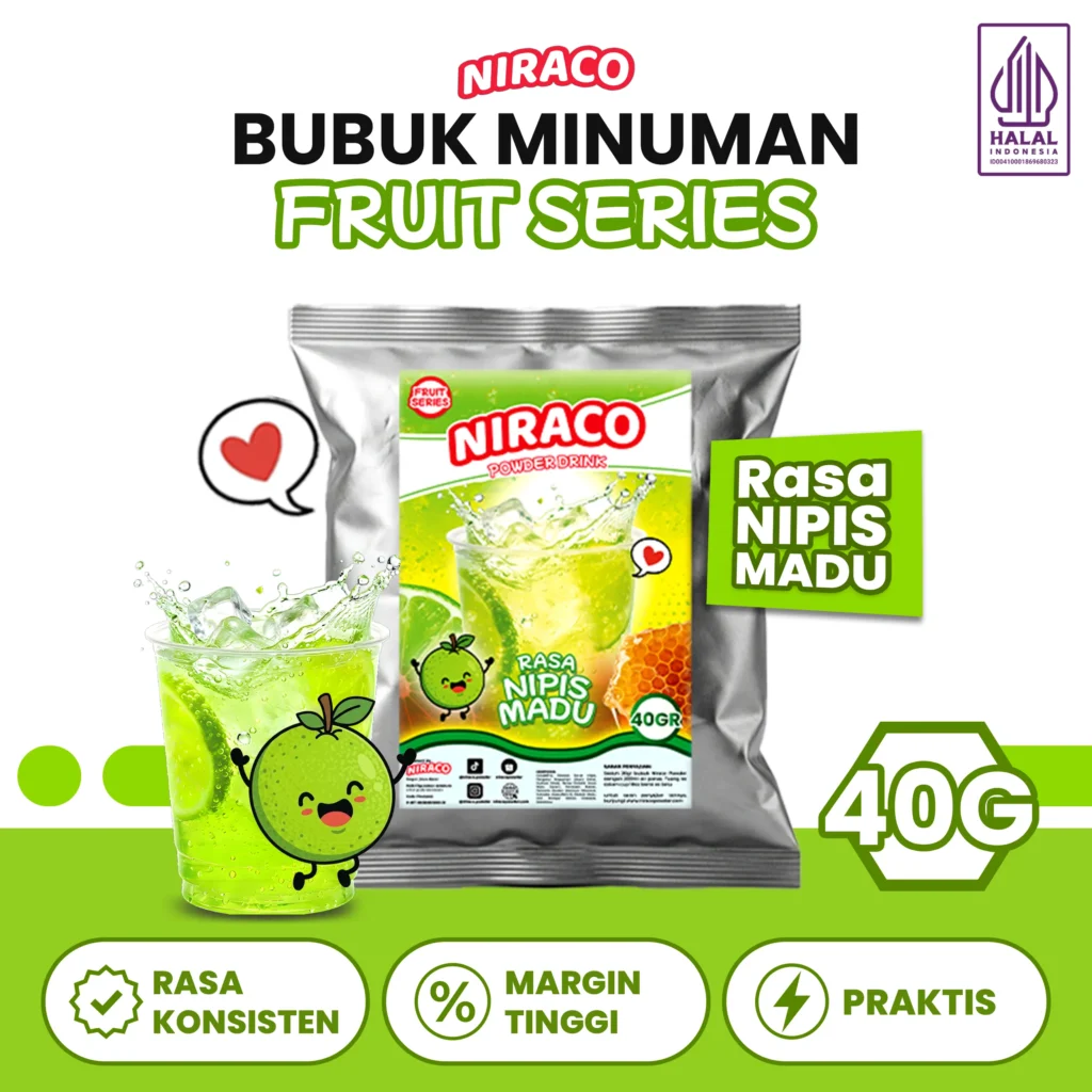 Niraco Lime Honey Powder 40gr – Bubuk Minuman Jeruk Nipis Madu Segar Premium Tester