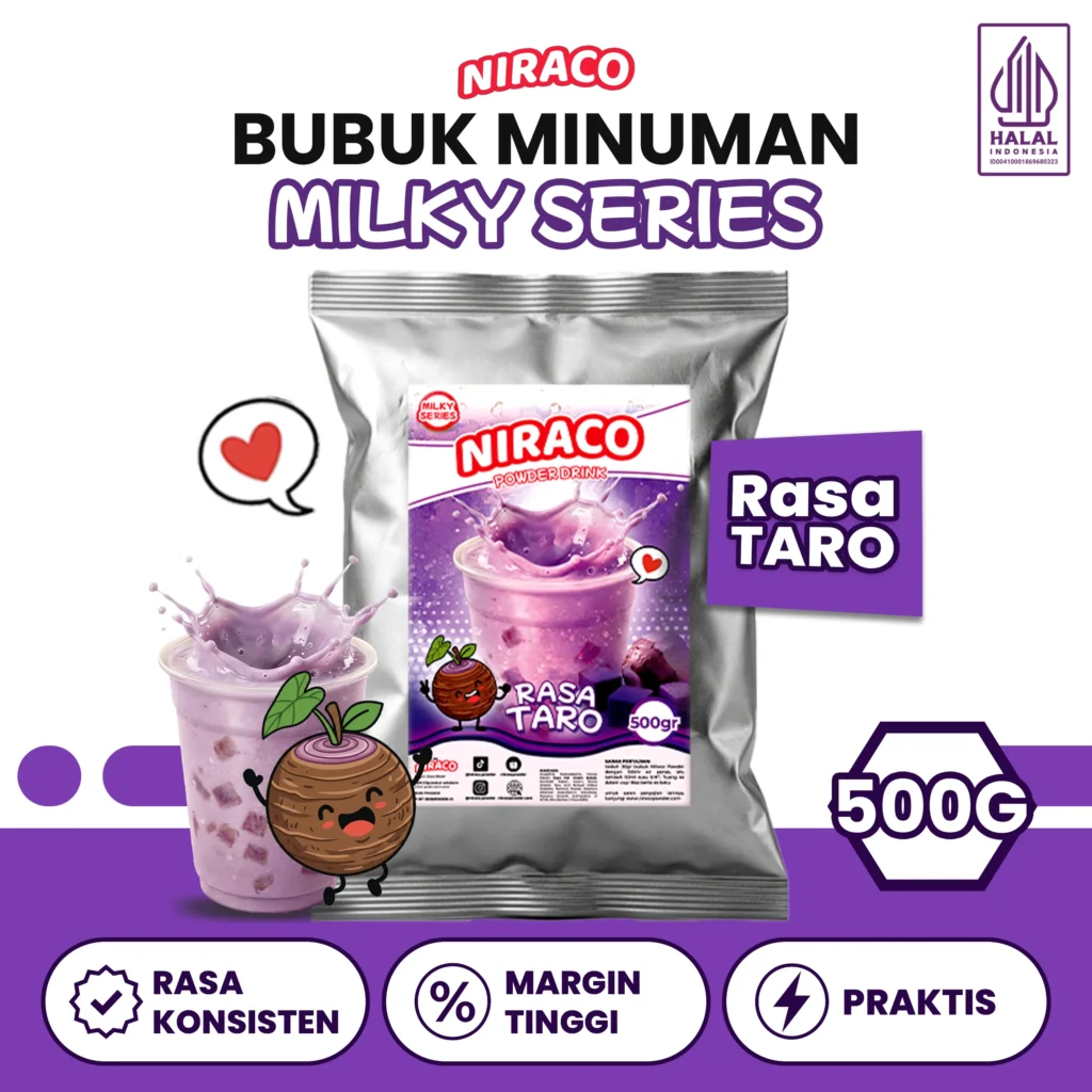 Niraco Taro Powder 500gr – Bubuk Minuman Taro Milk Tea Talas Ungu Creamy Premium