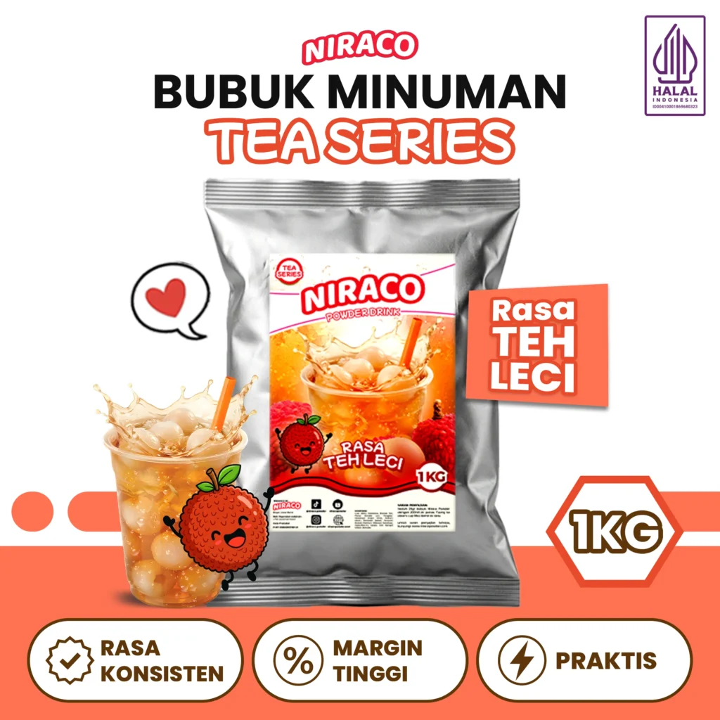 Niraco Lychee Tea Powder 1kg – Bubuk Minuman Teh Leci Segar Premium Es Teh Buah