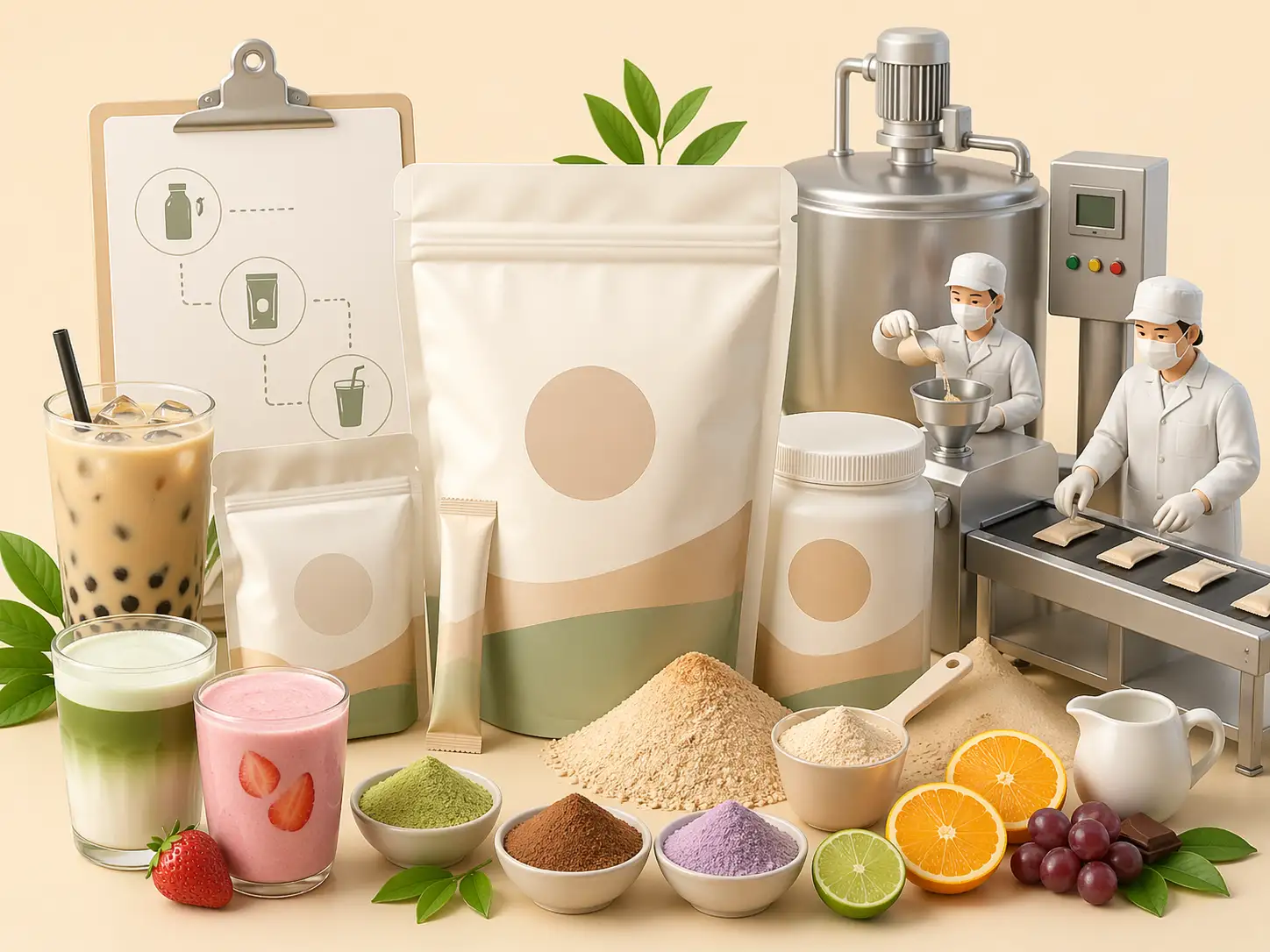 Ilustrasi Layanan Maklon dan White Label Minuman Serbuk Niraco Powder